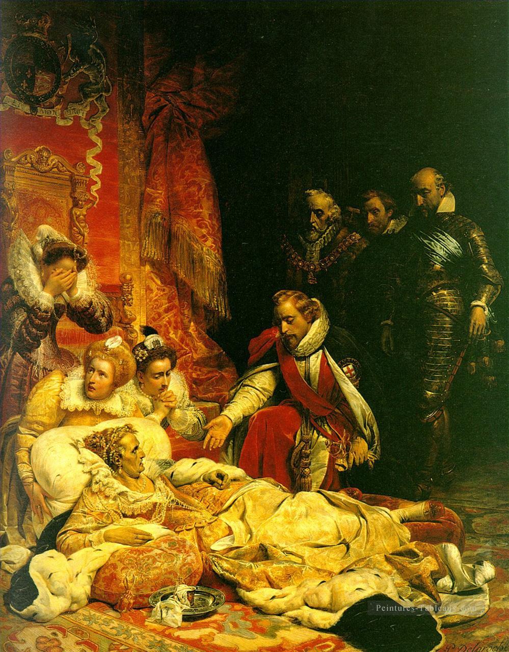 La mort d’Elisabeth Histoires de 1828 Hippolyte Delaroche Peintures à l'huile